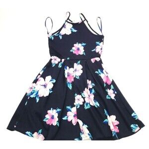 Monteau Los Angeles Blue Floral A-Line Dress Women's Size XS